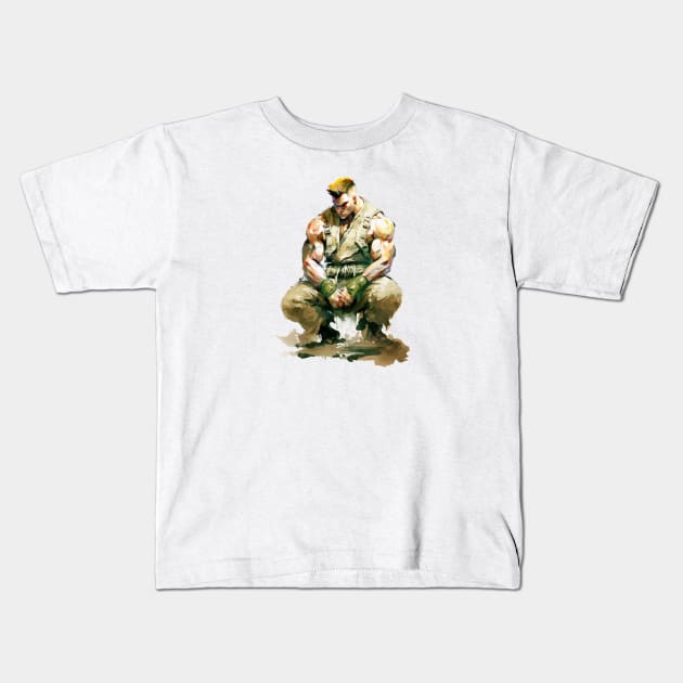 Guile Watercolor - Original Artwork Kids T-Shirt by Labidabop